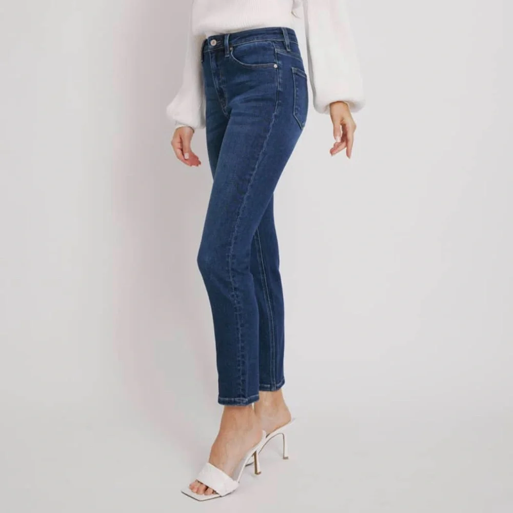 Kan Can High Rise Straight Blue Jeans - Picture 1 of 3